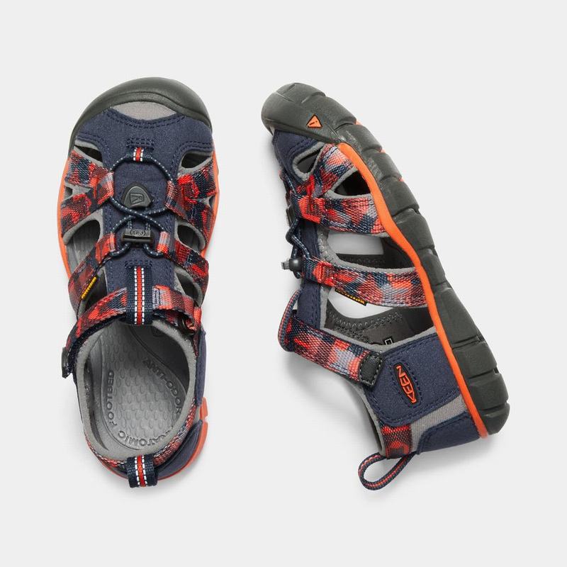 Cheap Keen Seacamp II Cnx Kids Sandals Navy/Orange NZ (0851-NGJEO)